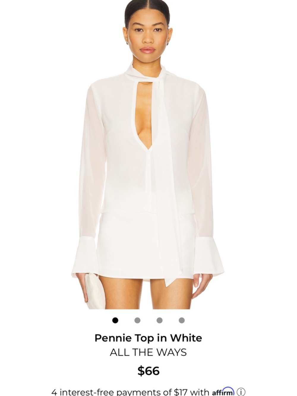 NWT Pennie White Tie-Neck Blouse